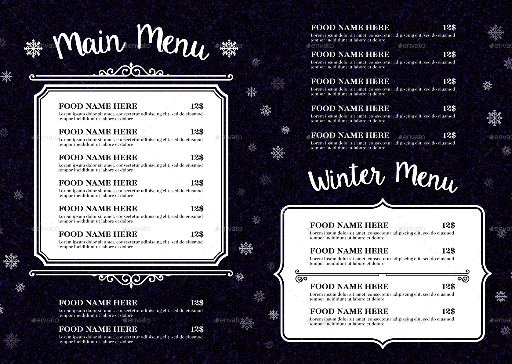 Winter Food Menu, Print Templates GraphicRiver